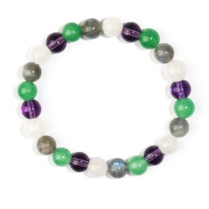Amethyst + white moonlight + green aventurine bracelet