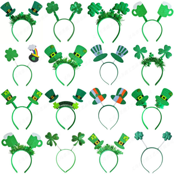 Wholesale St. Patrick's Day Green Clover Hat Headband