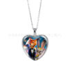 Wholesale Cartoon Cute Rabbit Animal Time Gem Heart Shaped Necklace