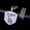 Wholesale Full Diamond Baseball Team Pendant Cuban Chain Necklace