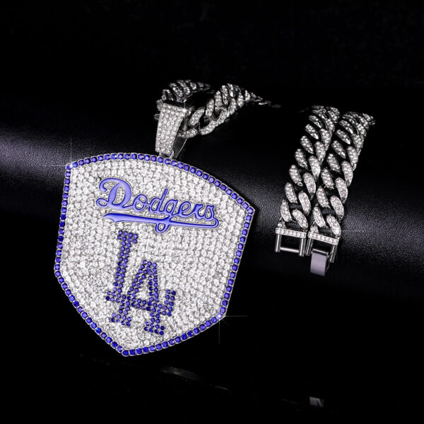 Wholesale Full Diamond Baseball Team Pendant Cuban Chain Necklace