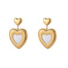 Wholesale Heart-shaped white mother-of-pearl stainless steel earrings