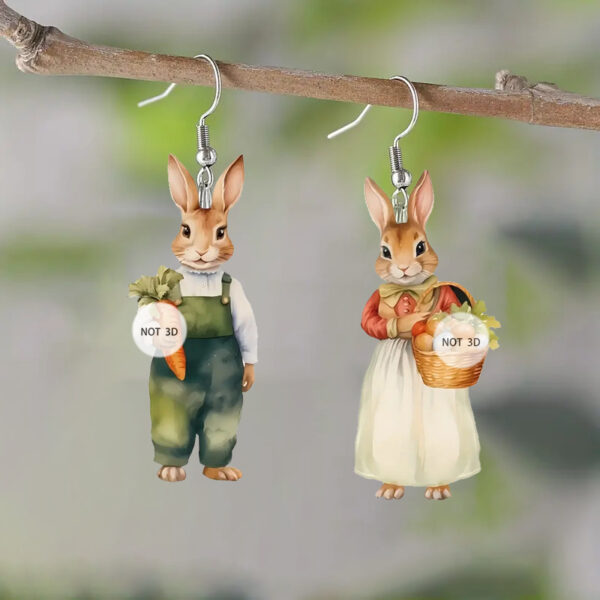 Wholesale Mr. and Mrs. Easter Rabbit Acrylic Earrings