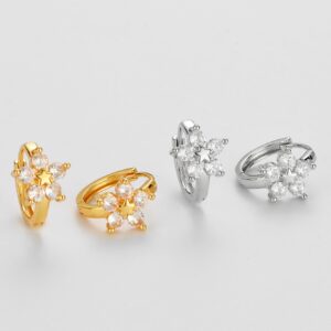 O1CN019TyHE62CgQpfC1lBc_2220186478503-0-cib Wholesale Five-Pointed Star Snowflake Earrings, Simple Flower Design Ear Clips