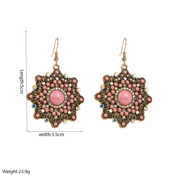 Wholesale Western style diamond inlaid turquoise geometric irregular earrings
