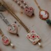Wholesale Retro Oil Painting Style Heart Print Pendant Necklace