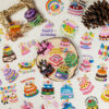 Wholesale 56 colorful birthday cake transparent PET cartoon stickers