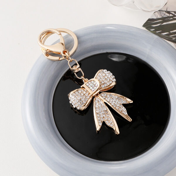 Wholesale Letter D Rhinestone Bow Keychain