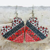 Wholesale Wooden hollow heart-shaped Valentine's Day pattern splicing earrings