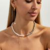 Wholesale Pearl beaded patchwork acrylic bead necklace