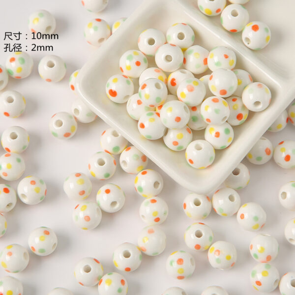 Wholesale Ceramic Carrot Cute Cartoon Polka Dot Cylinder Beads