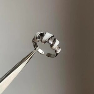 Wholesale Drip oil enamel set with diamond opening, layered ring