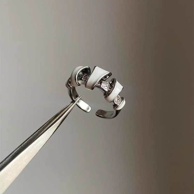 Wholesale ip oil enamel set with diamond opening, layered ring