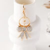Wholesale Letter D Rhinestone Bow Keychain