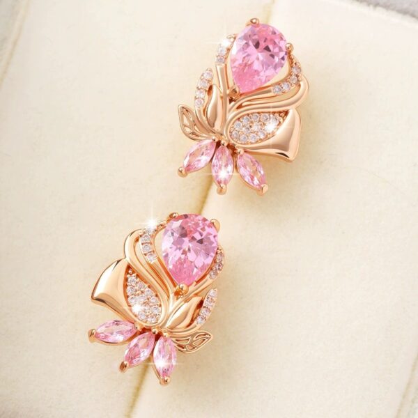 Wholesale Pink Waterdrop Tree Leaf Earrings