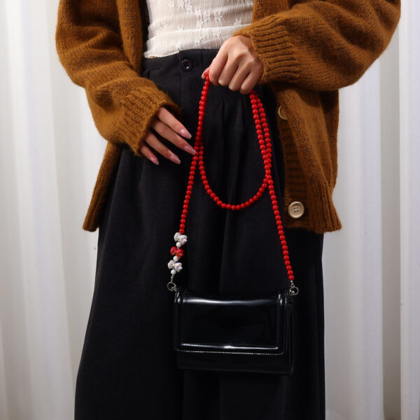 Wholesale Colorful beaded bag charm, sophisticated crossbody/back strap, double buckle bag ornament.