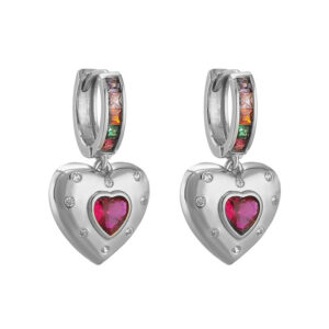 White gold colored diamond love 1 pair