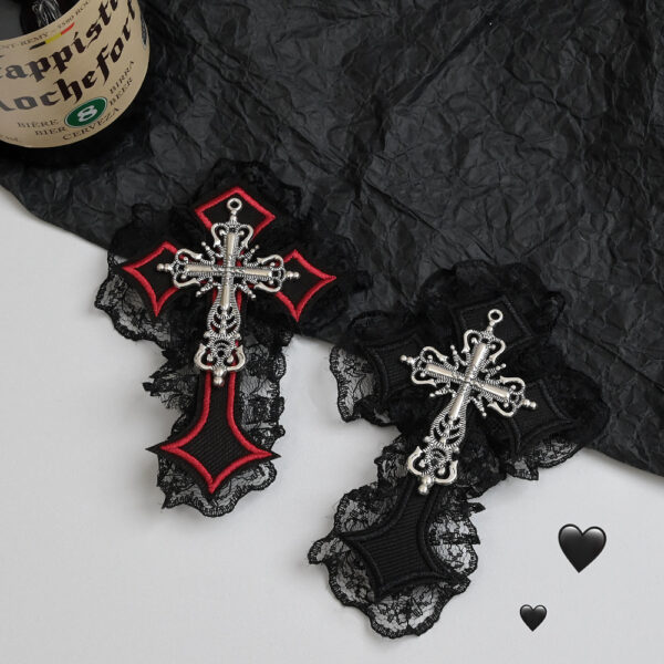 Wholesale Dark Punk Cross Hairpin Gothic Style Lace Edge Hair Clip