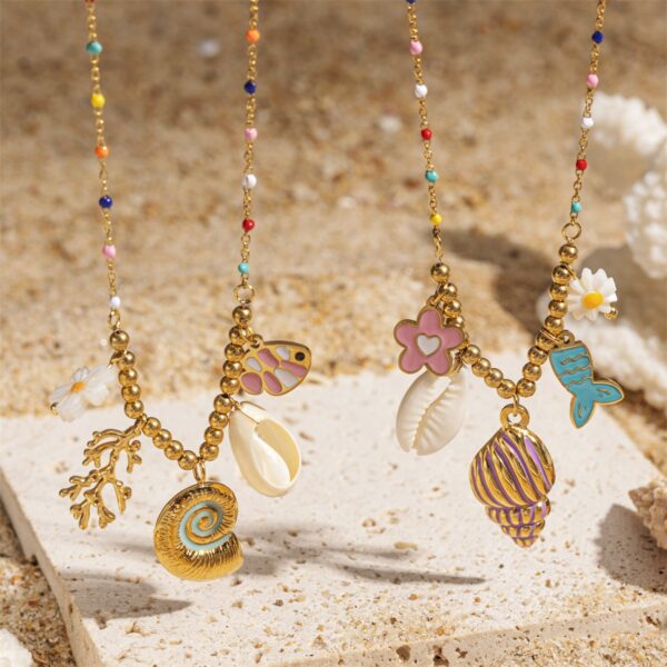 Wholesale Stainless Steel Necklace Women's Color-free Waterproof Conch Shell Pendant Necklace