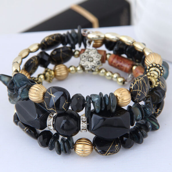 Wholesale Bohemian style vintage crystal stone turquoise agate beaded bracelet