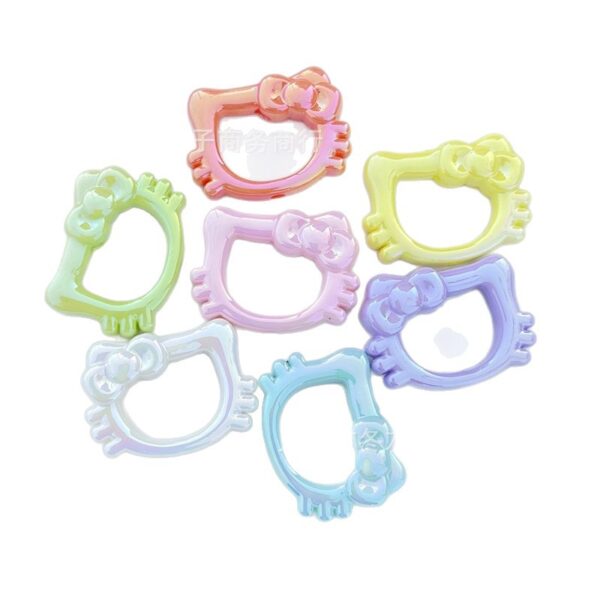 Wholesale 10pcs 34mm Cream Colorful Double sided Cartoon Cat Acrylic Beads OLY Exclusive