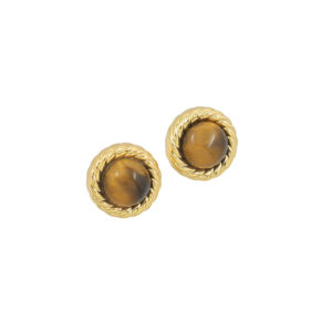 Tiger Eye Stone round stud earrings