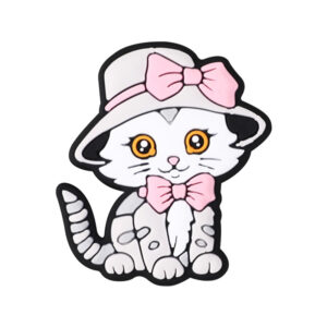 Bow gray cat