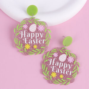 Green leaf letter colorful egg round