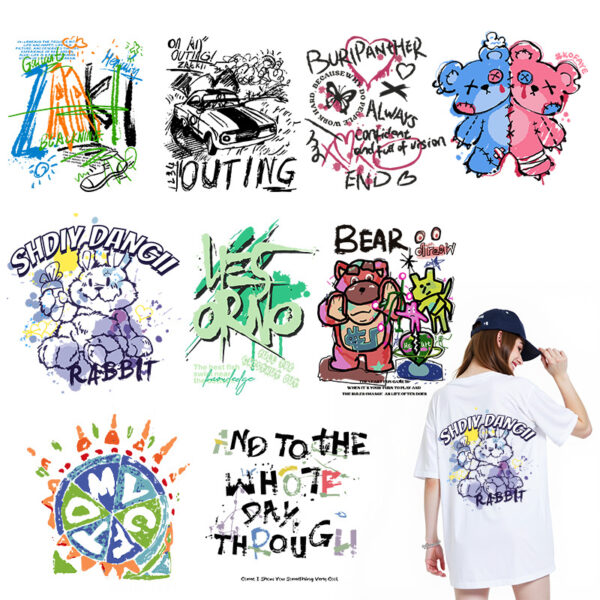 Wholesale Customized Heat Transfer Stickers, Art Graffiti, DIY Personalized Clothing Printing Accessories, Heat Transfer Cross-Border Spot