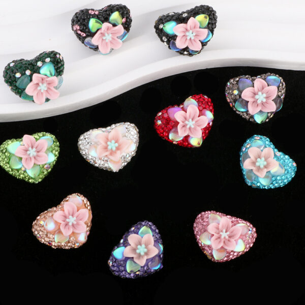 Wholesale Flower Heart Soft Ceramic Diamond Ball Beads