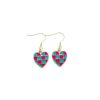 Wholesale Checkered dopamine contrasting heart-shaped earrings