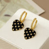 Wholesale Black heart-shaped pearl earrings