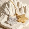 Wholesale Gold and silver flower long pendant necklace