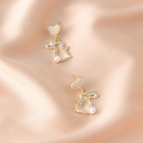 Wholesale Easter Small Silver Needle Metal Bunny Earrings