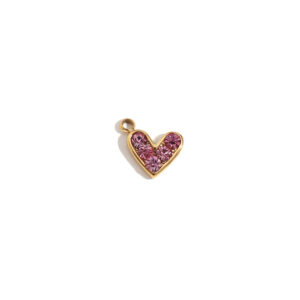 Mini zircon Heart pendant-Gold-pink diamond