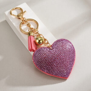 Pink / Keychain + heart tassel