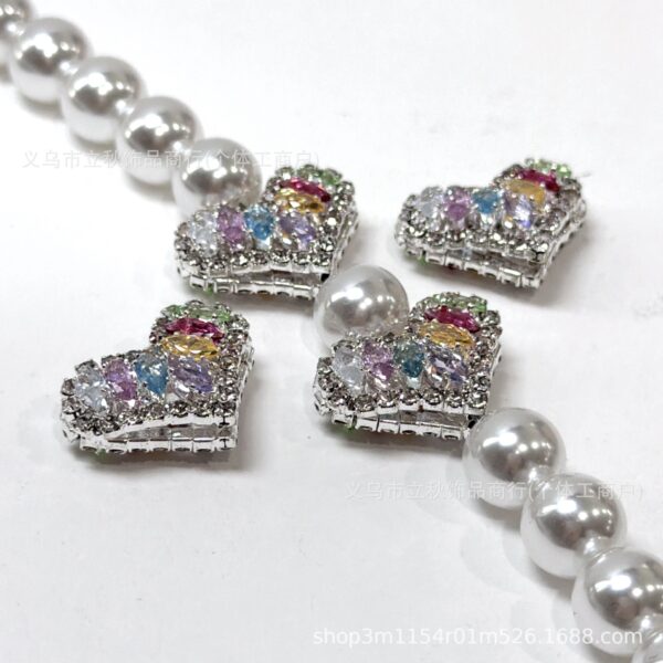 Wholesale 10pcs Colored gemstone heart-shaped straight hole zircon beads