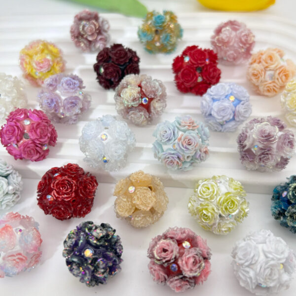 Wholesale 20pcs ceramic clay luminous rose ball beads