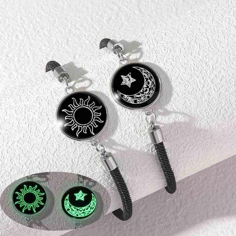 Wholesale Sun Moon Lover Time Gem Luminous Bracelet Hand-woven Cole Bracelet