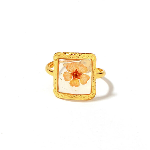 Wholesale Stainless Steel Ring Luxury Golden Dried Flowers Do Not Fade Ring