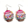 Wholesale Easter colorful egg balloon basket Happy Easter wooden earrings