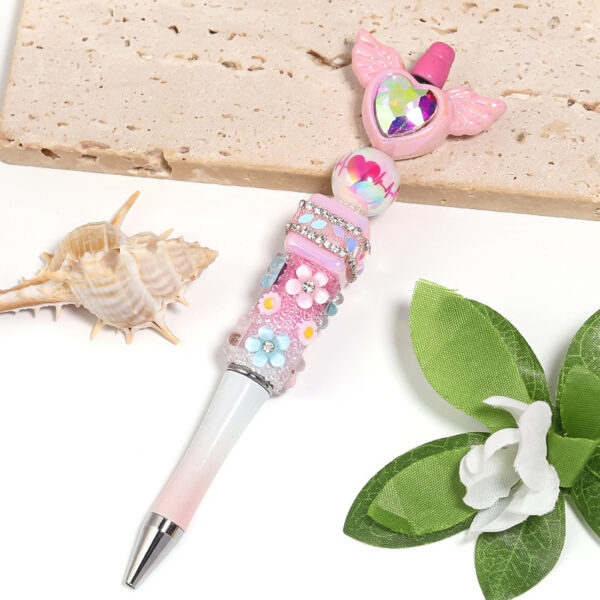 Wholesale 10pcs Valentine's Day Camellia Printed Round Acrylic Beads