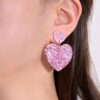 Wholesale Heart-shaped star earrings, Valentine's Day peach heart star earrings