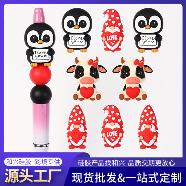 Wholesale Valentine's Day 3D Silicone Focal Beads