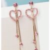 Wholesale Valentine's Day Love Shining Zircon Long Tassel Earrings