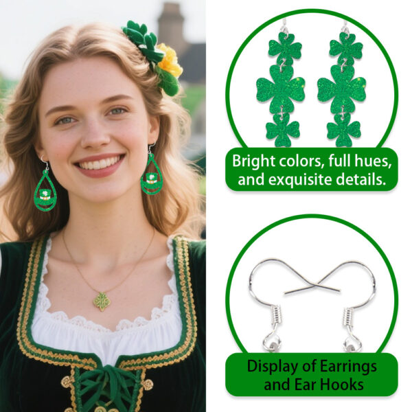Wholesale St. Patrick's Day four-leaf clover hat with acrylic earrings