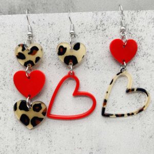 Wholesale Valentine's Day Leopard Pattern Love Earrings