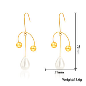 Xxb148-golden note pearl pendant earrings-73*31mm
