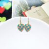 Wholesale Checkered dopamine contrasting heart-shaped earrings