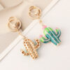 Wholesale Handmade Diamond-Encrusted Alloy Cactus Keychain